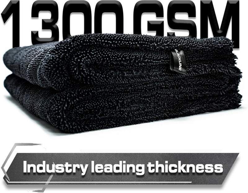 BlackLine 24"x36" Twisted-Loop Car Drying Towel, 1300GSM, Streak Free, Lint Free, Reusable - Car Accessories, Microfiber Cleaning Cloth for Car, Truck, SUV - One Pass is All You Need - Image 4